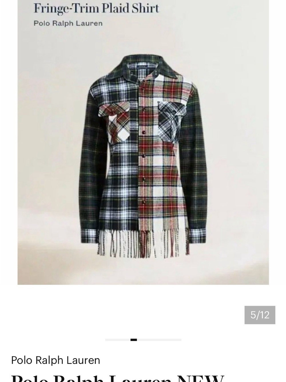 Polo by Ralph Lauren Multi-Color Plaid Button-Down Fringe Hem Shirt